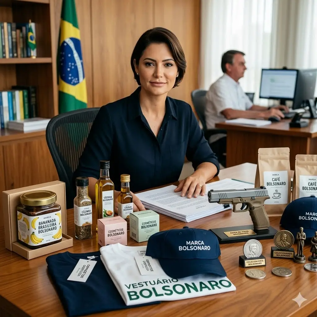 Com bananada e até arma de fogo na lista: Michelle Bolsonaro pede registro de mais de 70 marcas com o nome da família